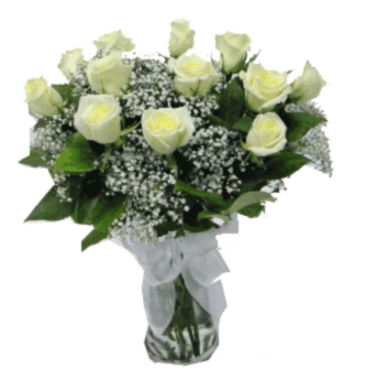 11 BEYAZ GÜL VAZOSU